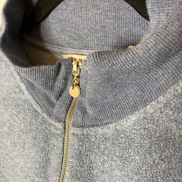 Soft Surroundings Adalyn Fleece Tunic Sz 2X Ribbed Sleeve 1/4 Zip Blue Lagenlook - Picture 4 of 10